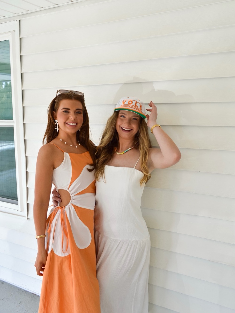 Orange and White cut out midi dress - Picture 2 of 10